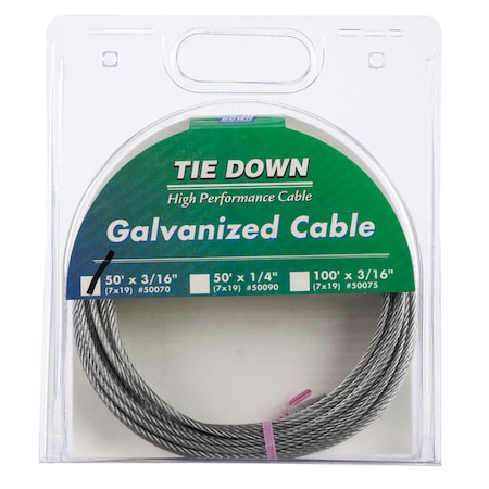 Pre-Cut Cable50'Galv3/16